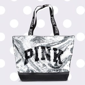 PINK Sequin sparkle bling tote NWT